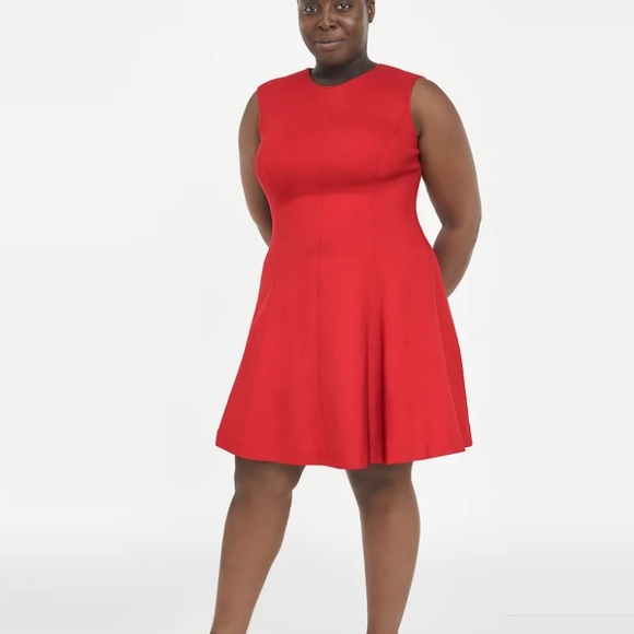SPANX Perfect Fit & Flare Red Ponte Dress Sleeveless Pockets High Neck | XL - Picture 2 of 12